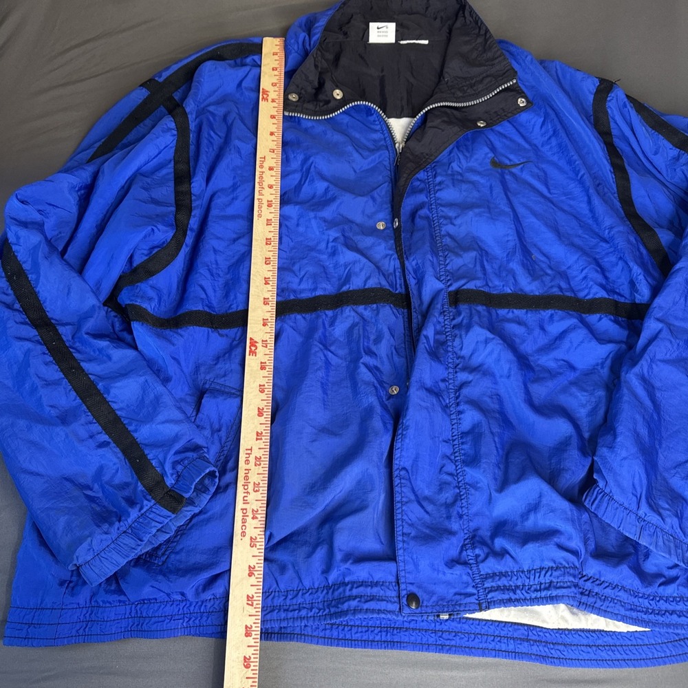 VINTAGE Nike Track Jacket Large Blue‎ Baggy Big Swoosh Windbreaker Retro 90s* - Picture 8 of 12